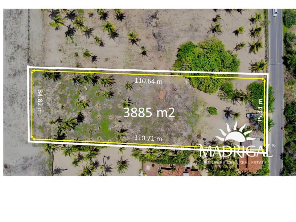 Oceanfront lot for sale, 3885 m2, Playa Blanca, Zihuatanejo